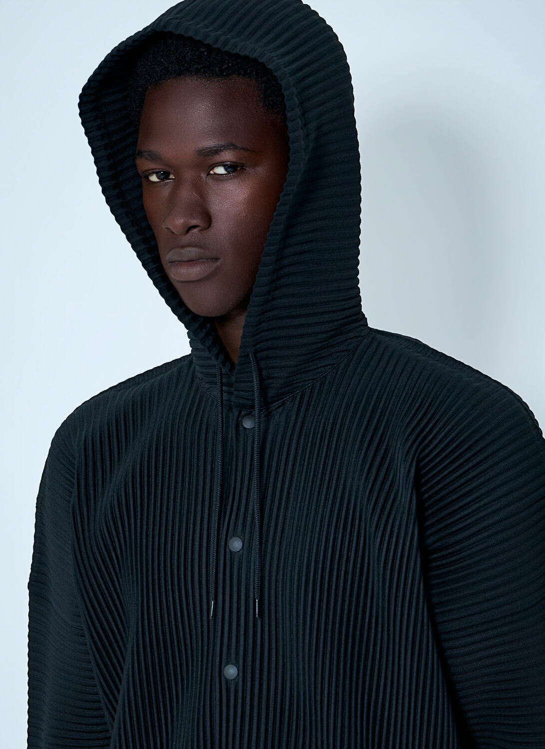 Homme Plissé Issey Miyake Pinstripe Hooded Jacket
