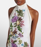 Là Fuori Luminous Flounce embellished floral gown