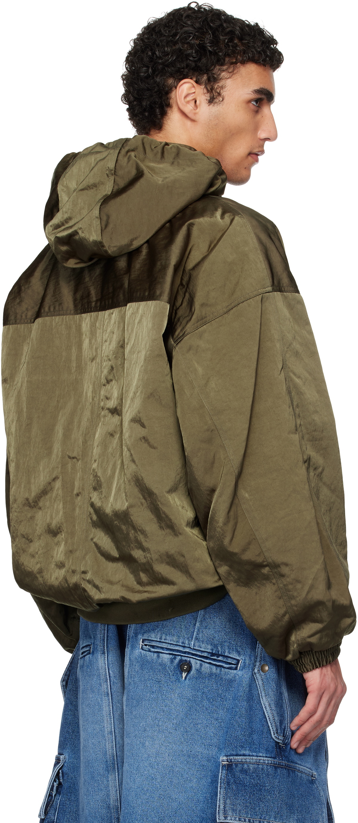 Hed Mayner Khaki Stowaway Hood Bomber Jacket Hed Mayner