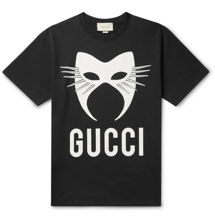 Photo: Gucci - Oversized Printed Cotton-Jersey T-Shirt - Black