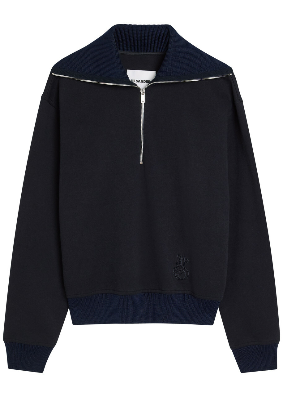 Jil Sander Men's Melton Zip Overshirt in Black Jil Sander