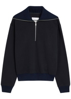 Jil Sander Half-zip Cotton Polo Sweatshirt Navy