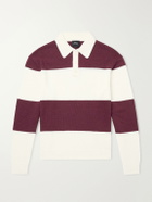 A.P.C. - Logo-Embroidered Striped Virgin Wool Polo Sweater - Burgundy