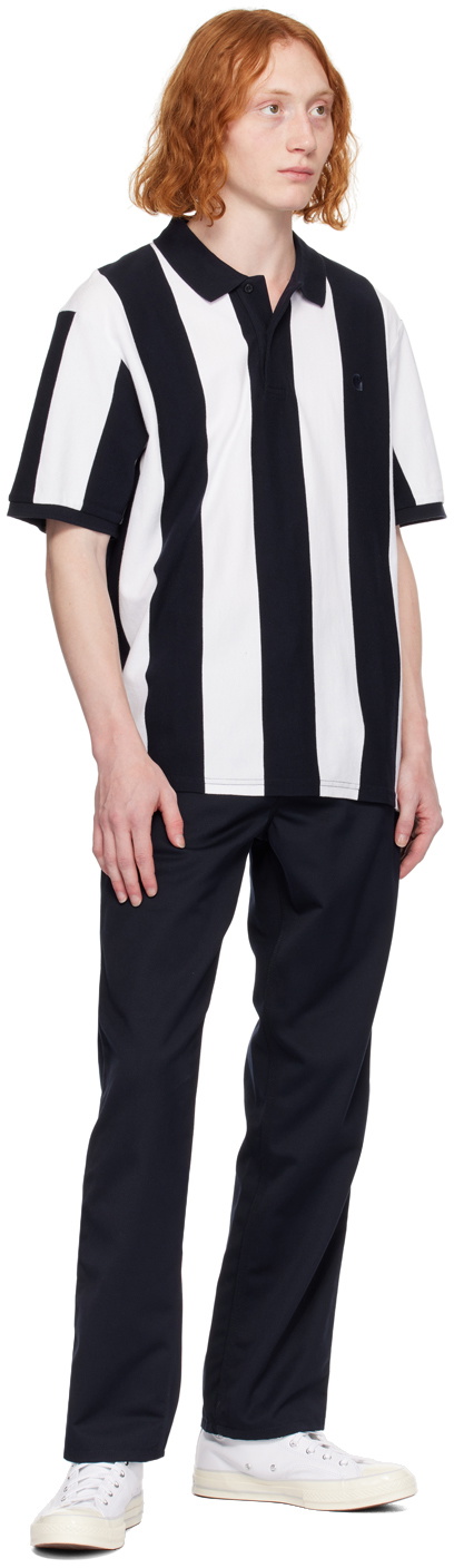 Carhartt Work In Progress Navy & White Hinton Stripe Polo