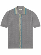 PIACENZA 1733 - Striped Cable-Knit Silk and Linen-Blend Shirt - Gray