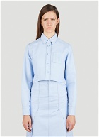 Raf Simons - Cropped Logo Patch Shirt in Blue
