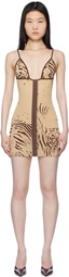 Poster Girl Beige Doll Zebra Print Minidress