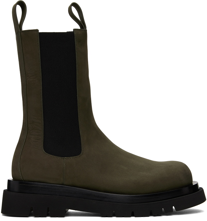 Photo: Bottega Veneta Khaki Lug Chelsea Boots