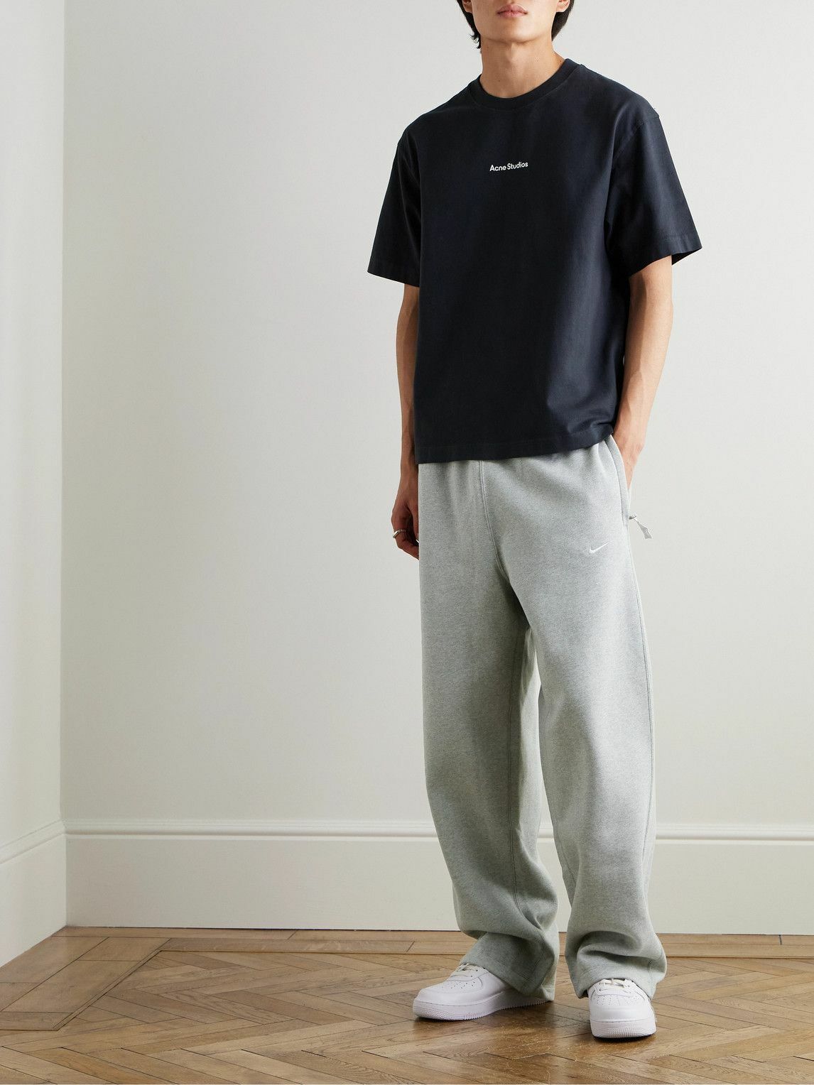Nike - Straight-Leg Logo-Embroidered Cotton-Blend Jersey Sweatpants - Gray