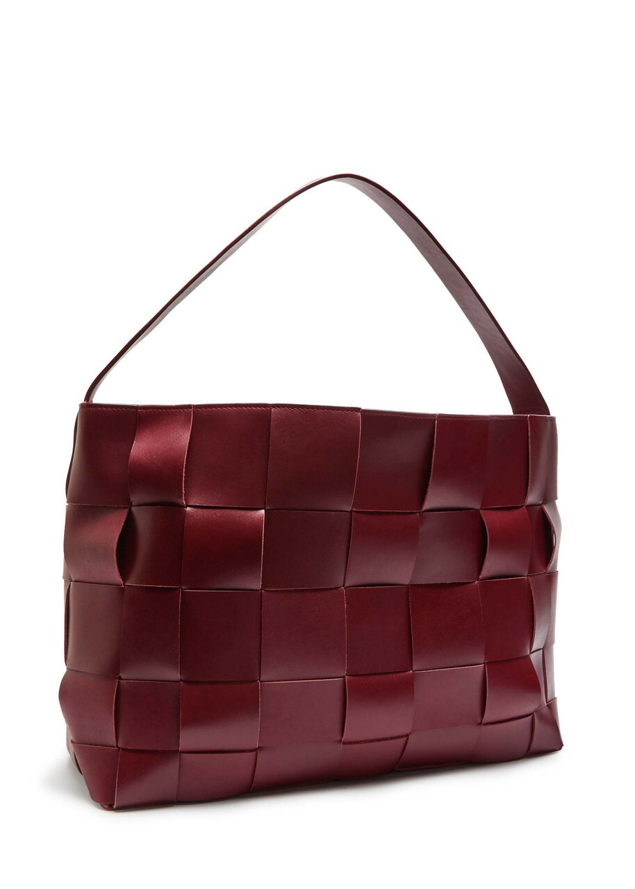 ST. Agni Woven Large Leather Tote - Plum - One Size