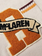 Rhude - McLaren Striped Appliquéd Wool and Cashmere-Blend Sweater - Neutrals