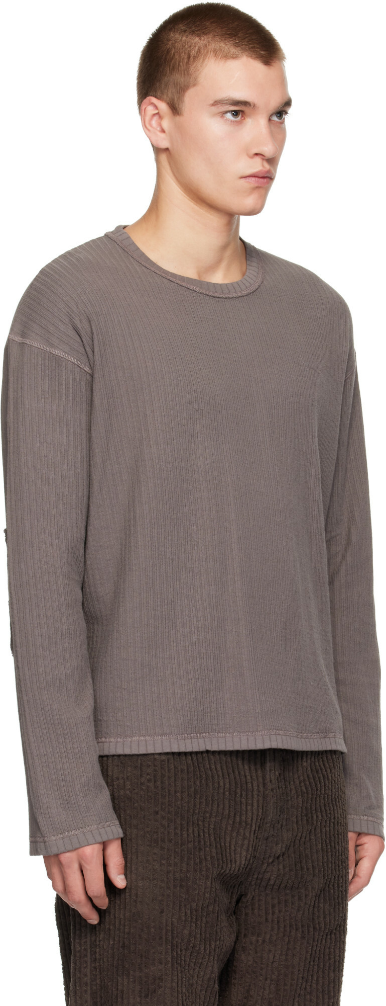 mfpen Gray Reverse Rib Sweater