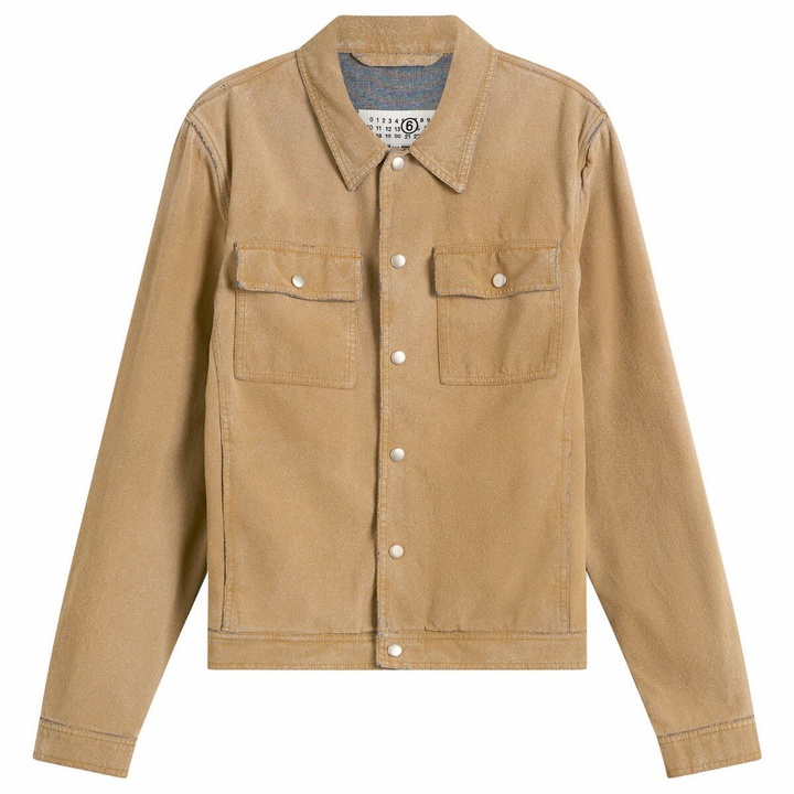 Photo: MM6 Maison Margiela Men's Cotton Coated Trucker Jacket in Sand