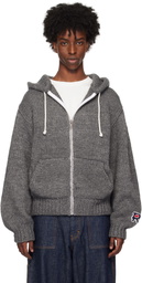 RICE NINE TEN Gray Hand Knitted Zip Hoodie