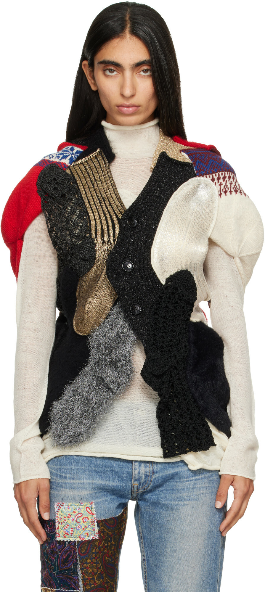 Junya Watanabe Multicolor Patchwork Cardigan