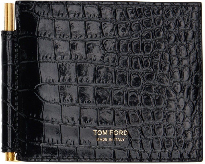 Photo: TOM FORD Black Printed Croc Money Clip Wallet