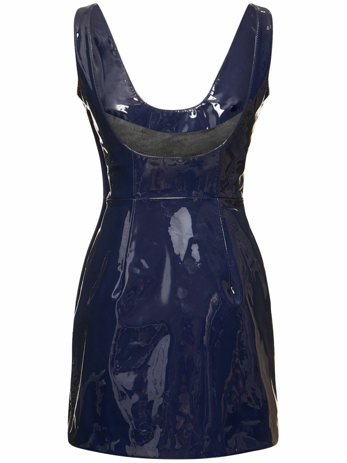 FERRAGAMO Patent Leather Scoop Neck Mini Dress Salvatore