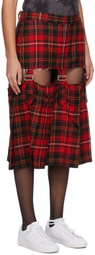 Black Comme des Garçons Red Cutout Midi Skirt