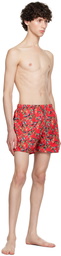 Vivienne Westwood Red Crazy Orb Swim Shorts