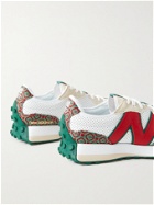 NEW BALANCE - Casablanca 327 Suede-Trimmed Logo-Jacquard and Leather Sneakers - White