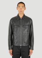 Contrast Stitching Leather Jacket in Black