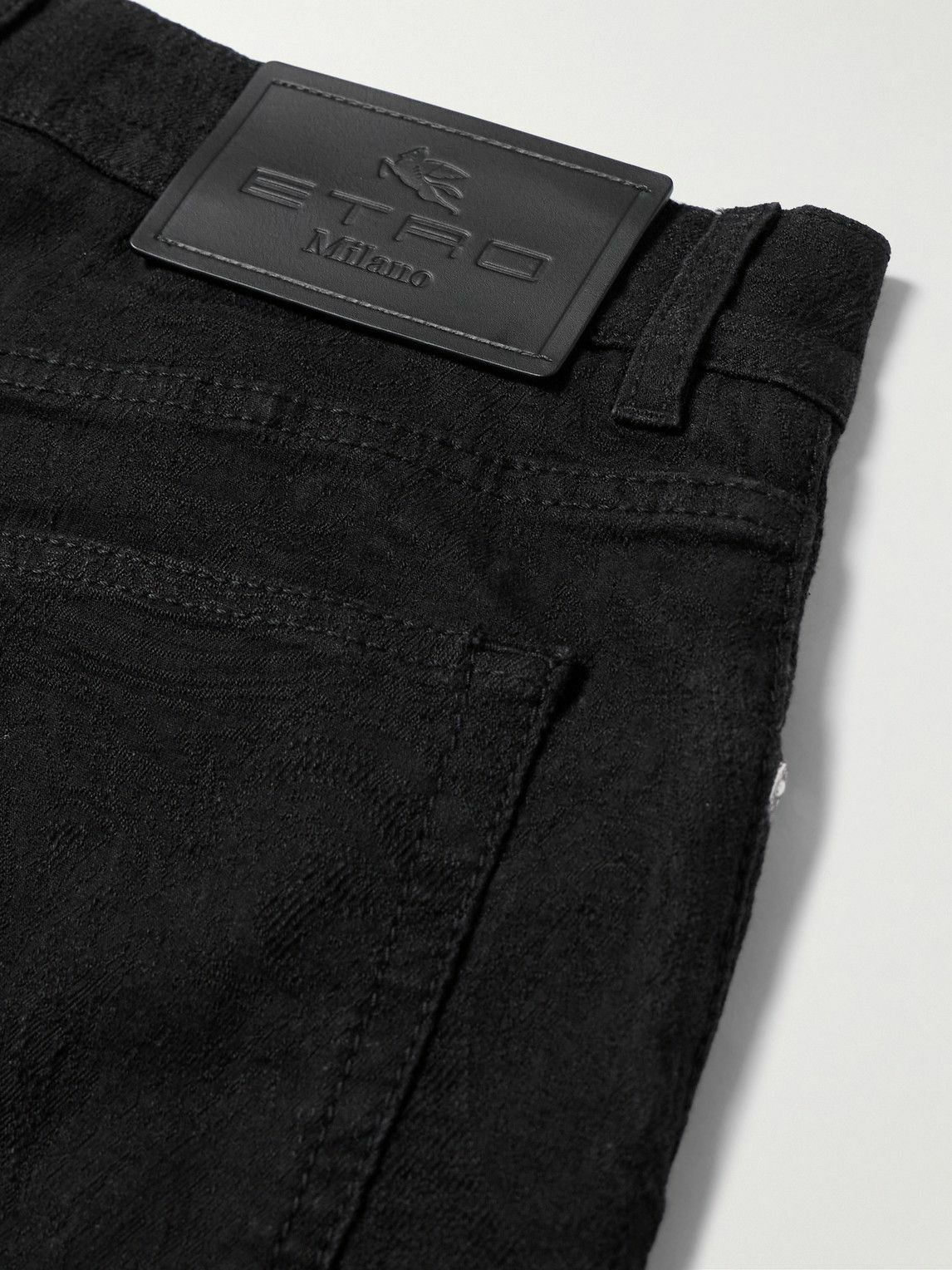 Etro - Slim-Fit Paisley-Jacquard Cotton-Blend Trousers - Black