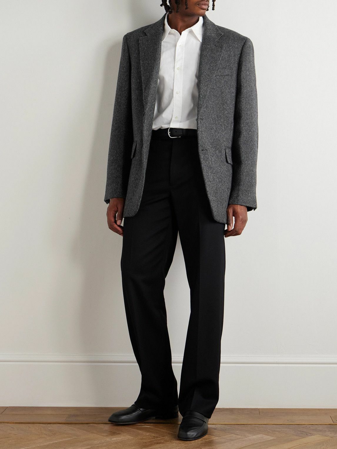 Nili Lotan - Roy Suede-Trimmed Herrinbone Wool Blazer - Unknown