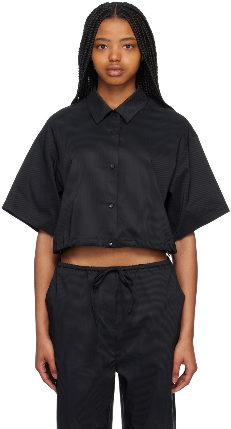 AMOMENTO Black Cropped Shirt AMOMENTO