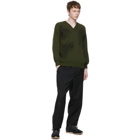 Comme des Garcons Homme Deux Khaki Lochaven of Scotland Edition V-Neck Sweater