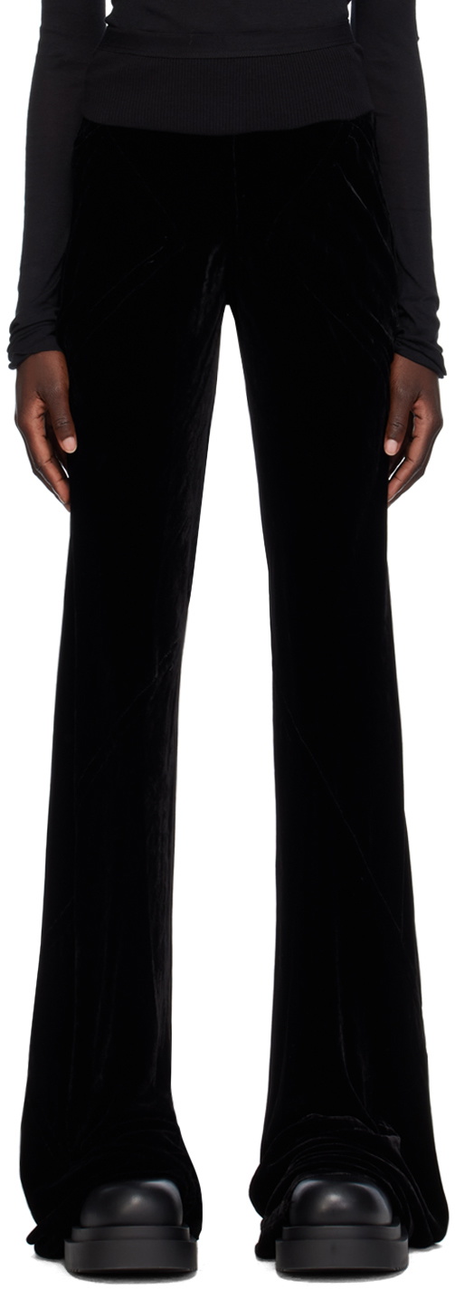 High-rise flared velvet pants in brown - Rick Owens