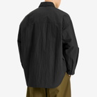 Poliquant Men's In-Outside Pockets Oversized CPO Shirt Jacket in Black