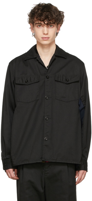 Photo: Sacai Black Chino & Grosgrain Shirt