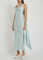 Acne Studios Draped Silk Midi Dress Light Blue