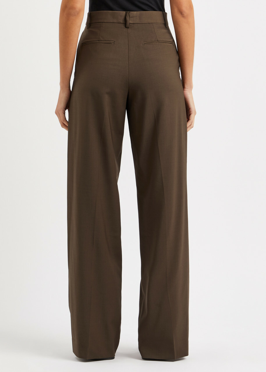 Matteau Wide-leg Wool-blend Trousers Brown