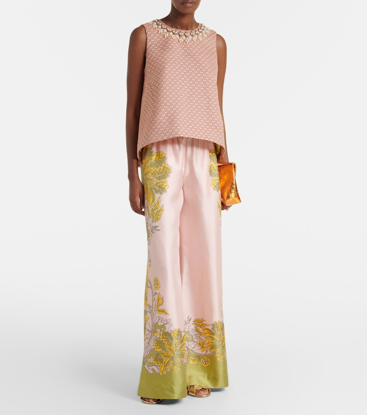 La DoubleJ Floral silk twill palazzo pants