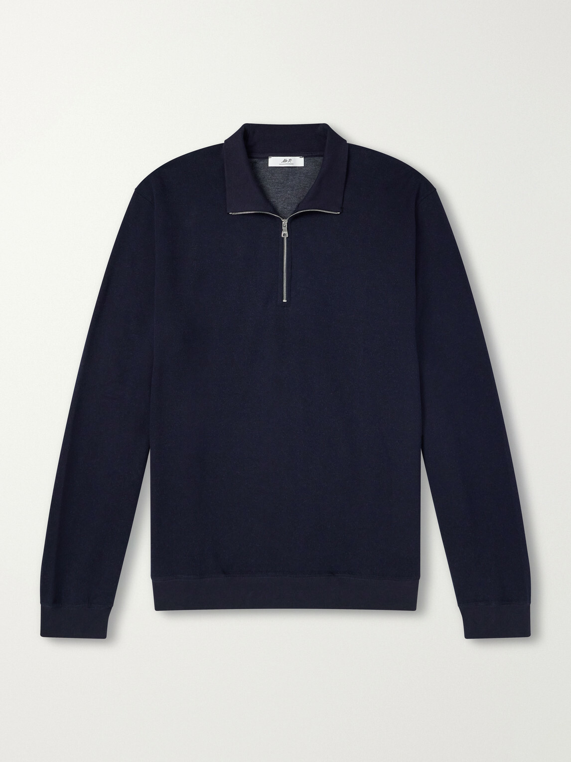 Mr P. - Cotton-Blend Double-Faced Jersey Half-Zip Sweatshirt - Blue