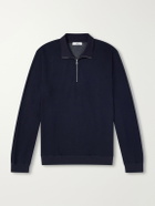 Mr P. - Cotton-Blend Double-Faced Jersey Half-Zip Sweatshirt - Blue