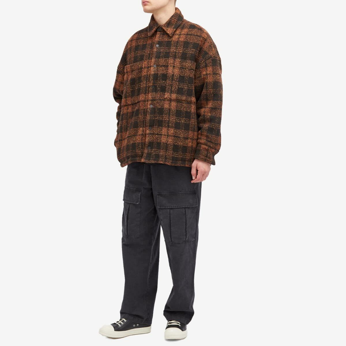 Nahmias Men's Plaid Padded Shirt Jacket in Saffron