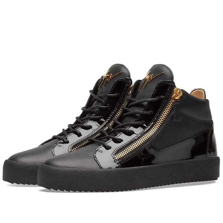 Photo: Giuseppe Zanotti Double Zip Leather Mid Sneaker Black