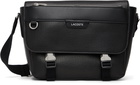 Lacoste Black Ossian Flap Close Leather Satchel Bag