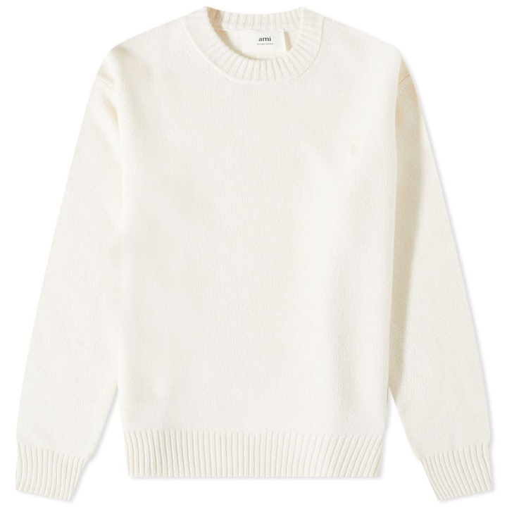 Photo: AMI Men's Tonal Small Heart Crew Knit in White