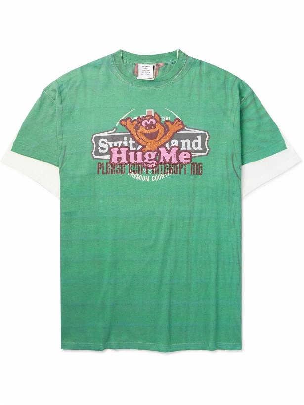 Photo: VETEMENTS - Printed Cotton-Jersey T-Shirt - Green
