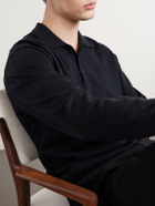 ATON - Cotton-Blend Polo Sweater - Black