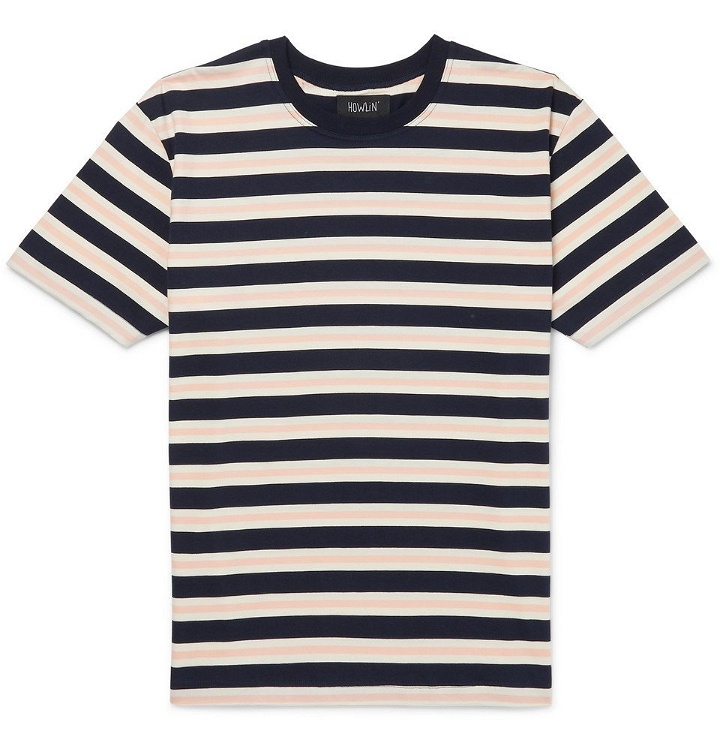 Photo: Howlin' - Striped Cotton-Jersey T-Shirt - Navy