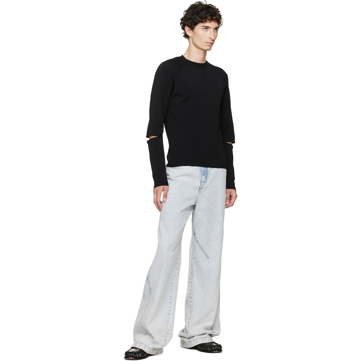Marine Serre Black Moon Logo Knit Slit Sweater