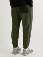 WTAPS - Tapered Shell and Mesh-Trimmed Fleece Sweatpants - Green