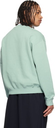 Jil Sander Blue Cotton Terry Crew-Neck Sweatshirt