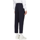 AMI Alexandre Mattiussi Navy Wool Pleated Carrot Fit Trousers