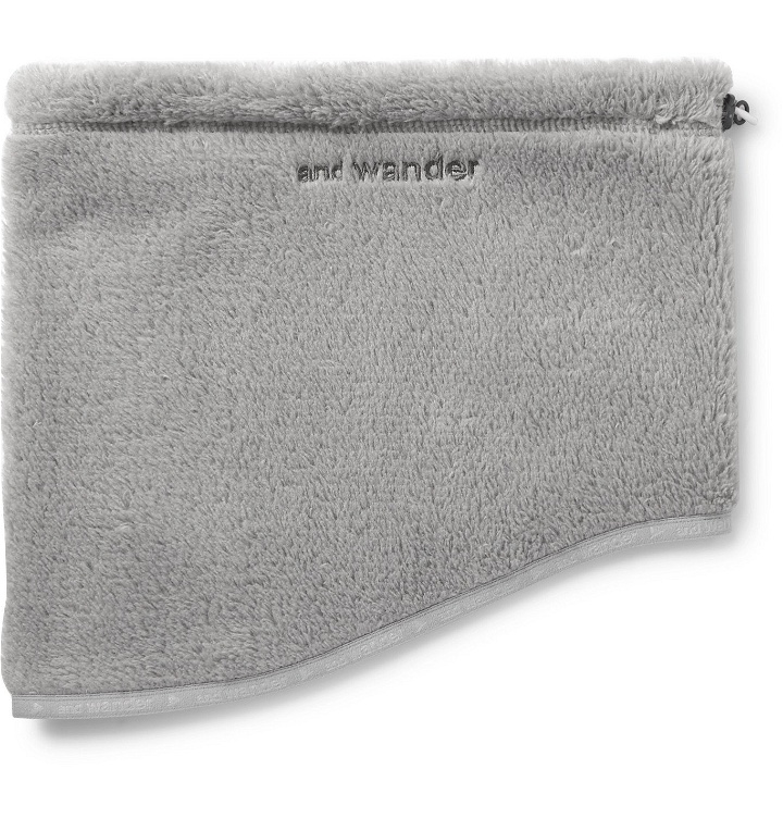 Photo: AND WANDER - Logo-Embroidered High Loft Polartec Fleece Neck Warmer - Gray