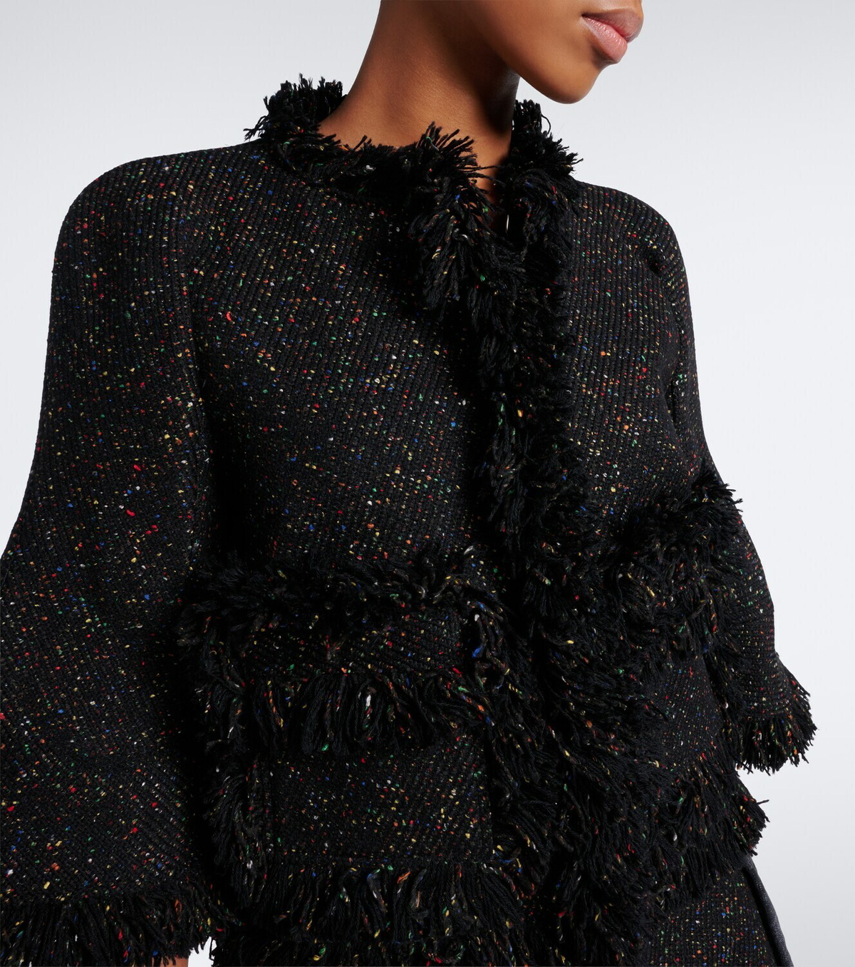 Sacai Fringed wool-blend jacket